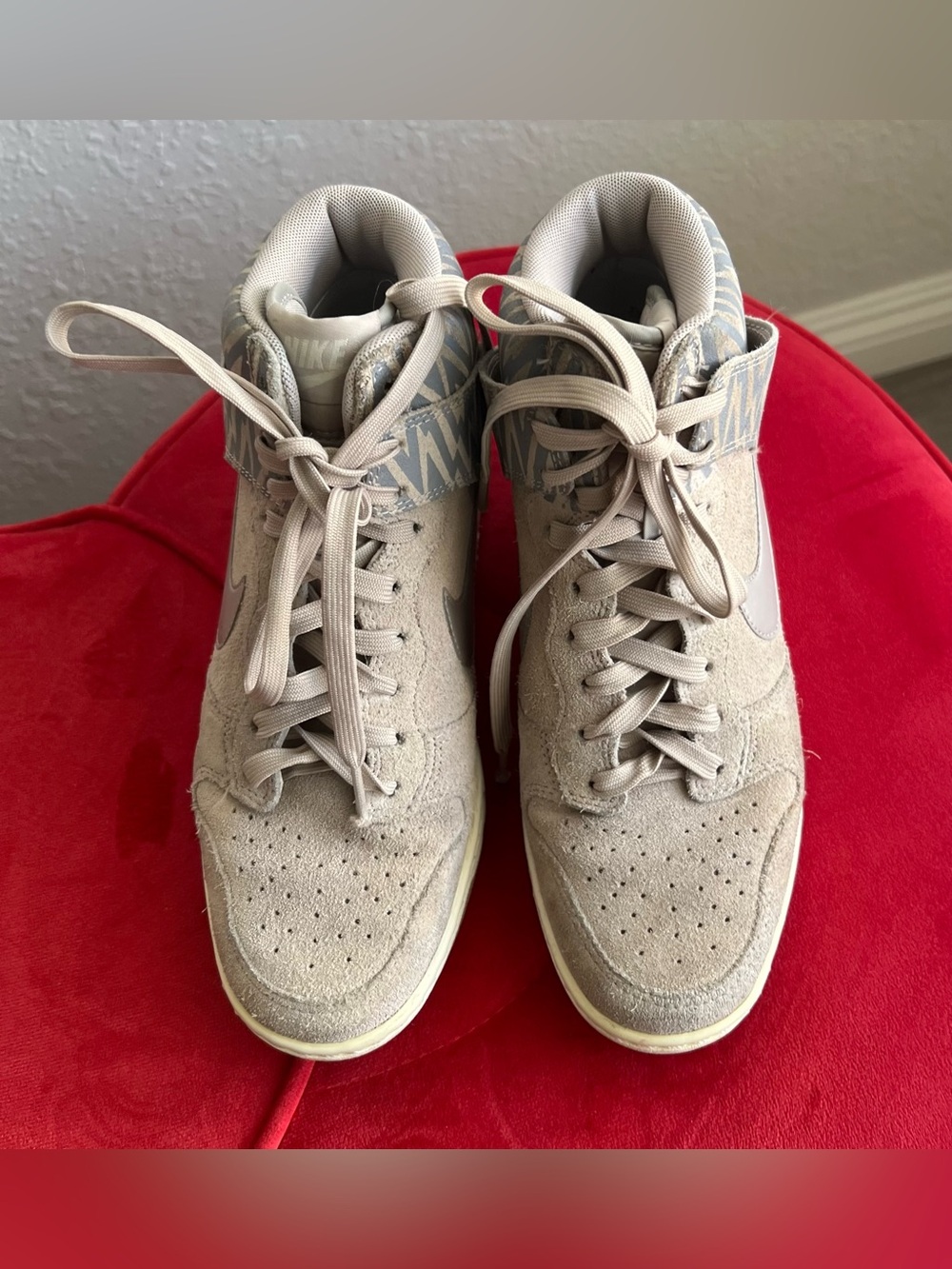 Nike Women’s Dunk Sky Hi Hidden Wedge Sneakers In Grey Suede
